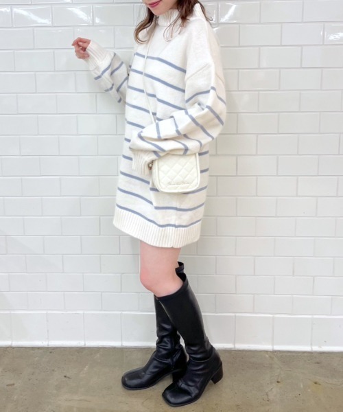 OLIVE des OLIVE(オリーブデオリーブ)の「ボーダーチュニック(ニット/セーター・レディース・ブルー/アイボリー・FREE)」の12枚目の写真