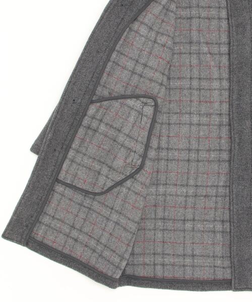 rehacer（レアセル）の「【 WEB限定 】 rehacer : Wool Check Bonding Coat / ウールチェック ボンディング コート（チェスターコート・メンズ・ブラック/グレー・SMALL/X-LARGE/LARGE/MEDIUM）」の4枚目の写真