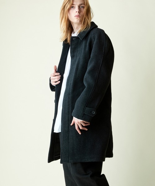 rehacer（レアセル）の「【 WEB限定 】 rehacer : Wool Check Bonding Coat / ウールチェック ボンディング コート（チェスターコート・メンズ・ブラック/グレー・SMALL/X-LARGE/LARGE/MEDIUM）」の9枚目の写真