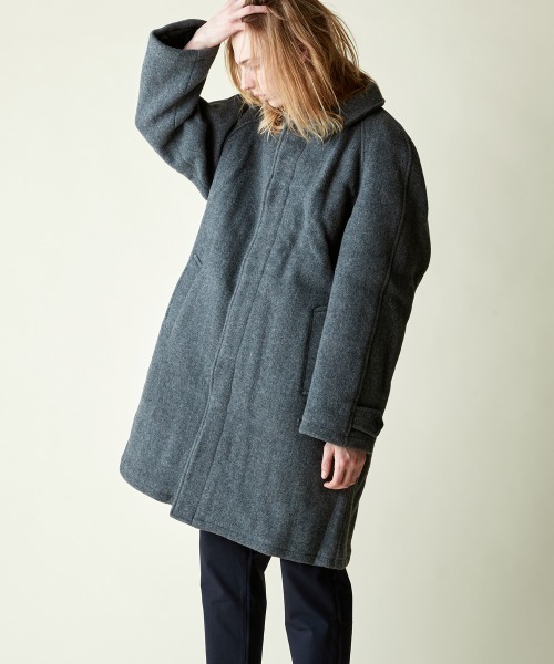 rehacer（レアセル）の「【 WEB限定 】 rehacer : Wool Check Bonding Coat / ウールチェック ボンディング コート（チェスターコート・メンズ・ブラック/グレー・SMALL/X-LARGE/LARGE/MEDIUM）」の6枚目の写真