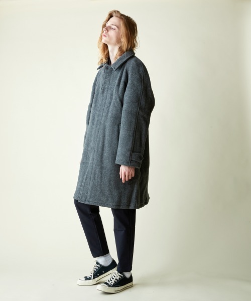 rehacer（レアセル）の「【 WEB限定 】 rehacer : Wool Check Bonding Coat / ウールチェック ボンディング コート（チェスターコート・メンズ・ブラック/グレー・SMALL/X-LARGE/LARGE/MEDIUM）」の8枚目の写真
