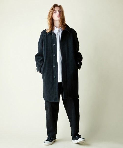 rehacer（レアセル）の「【 WEB限定 】 rehacer : Wool Check Bonding Coat / ウールチェック ボンディング コート（チェスターコート・メンズ・ブラック/グレー・SMALL/X-LARGE/LARGE/MEDIUM）」の7枚目の写真