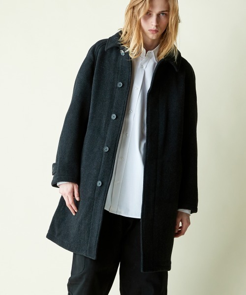 rehacer（レアセル）の「【 WEB限定 】 rehacer : Wool Check Bonding Coat / ウールチェック ボンディング コート（チェスターコート・メンズ・ブラック/グレー・SMALL/X-LARGE/LARGE/MEDIUM）」の5枚目の写真