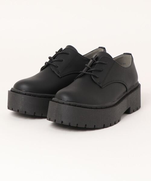 Zipper（ジッパー）の「【Zipper】 厚底レースアップシューズ（ドレスシューズ・レディース・ベージュ/ブラック・L/S/M/LL）」の2枚目の写真