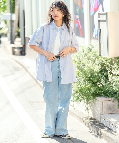 U.S. POLO ASSN.(ユーエスポロアッスン)の「U.S. POLO ASSN./ユーエスポロアッスン/別注ワンポイント刺繍レギュラーカラーシャツ/ストライプシャツ/ユニセックス/オーバーシャツ/デニムシャツ(限定展開)(シャツ/ブラウス・メンズ・グリーン/ホワイト/ネイビー/サックスブルー/ブラック/その他9/チャコールグレー/グレー・SMALL/MEDIUM/LARGE)」の20枚目の写真
