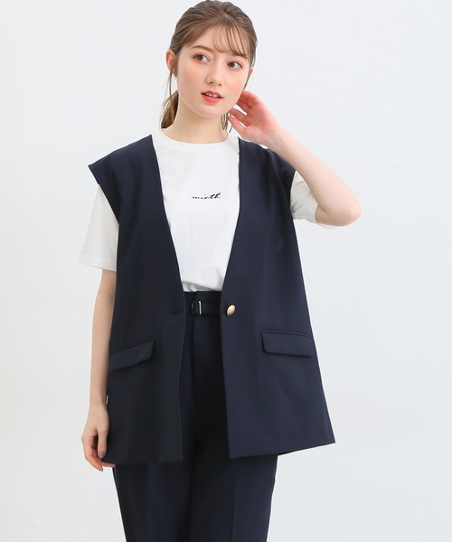 Honeys(ハニーズ)の「カラーレスジレ(ベスト・レディース・ブラック/グレイッシュベージュ/ネイビー/ミント・L/S/LL/M)」の4枚目の写真