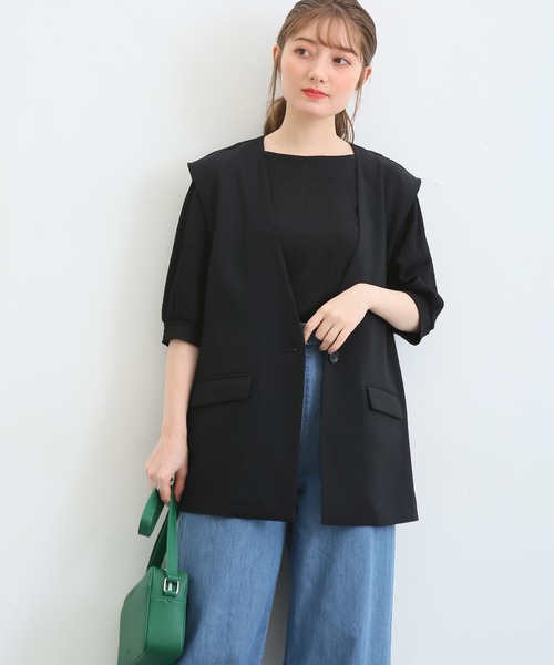 Honeys(ハニーズ)の「カラーレスジレ(ベスト・レディース・ブラック/グレイッシュベージュ/ネイビー/ミント・L/S/LL/M)」の6枚目の写真