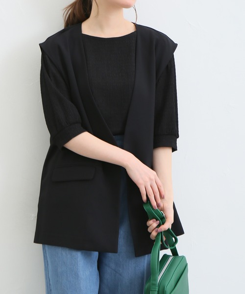 Honeys(ハニーズ)の「カラーレスジレ(ベスト・レディース・ブラック/グレイッシュベージュ/ネイビー/ミント・L/S/LL/M)」の7枚目の写真