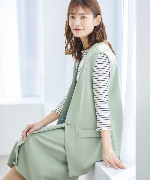 Honeys(ハニーズ)の「カラーレスジレ(ベスト・レディース・ブラック/グレイッシュベージュ/ネイビー/ミント・L/S/LL/M)」の16枚目の写真