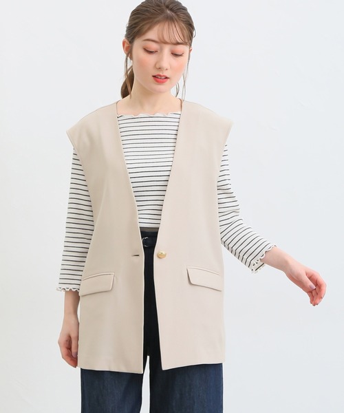 Honeys(ハニーズ)の「カラーレスジレ(ベスト・レディース・ブラック/グレイッシュベージュ/ネイビー/ミント・L/S/LL/M)」の21枚目の写真