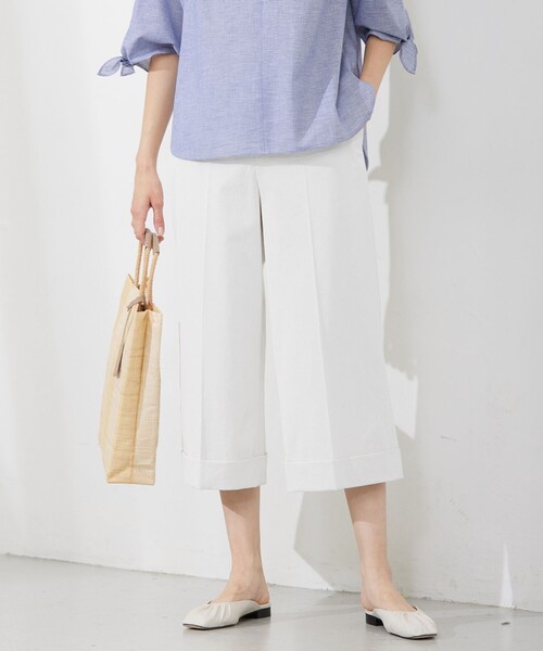 J.PRESS Ladies（J.プレス レディス）の「【洗える・吸水速乾】コットン麻シェルドライ クロップド パンツ（その他パンツ・レディース・ネイビー系/アイボリー系/カーキ系・XS/S/XXS）」の2枚目の写真