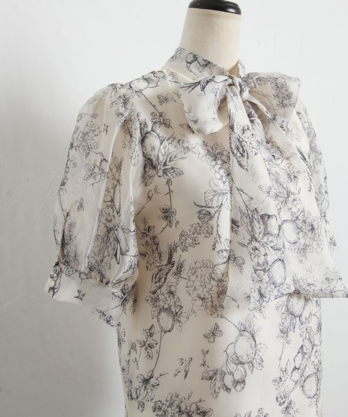 tocco closet（トッコ　クローゼット）の「前後２ＷＡＹボウタイリボントワルドジュイシアーブラウス（シャツ/ブラウス・レディース・ベージュ/ブルー・M）」の10枚目の写真