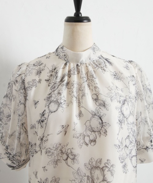 tocco closet（トッコ　クローゼット）の「前後２ＷＡＹボウタイリボントワルドジュイシアーブラウス（シャツ/ブラウス・レディース・ベージュ/ブルー・M）」の14枚目の写真