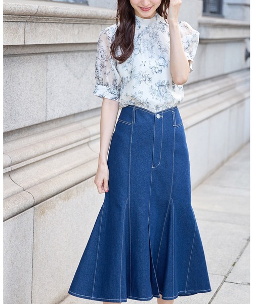 tocco closet（トッコ　クローゼット）の「前後２ＷＡＹボウタイリボントワルドジュイシアーブラウス（シャツ/ブラウス・レディース・ベージュ/ブルー・M）」の9枚目の写真