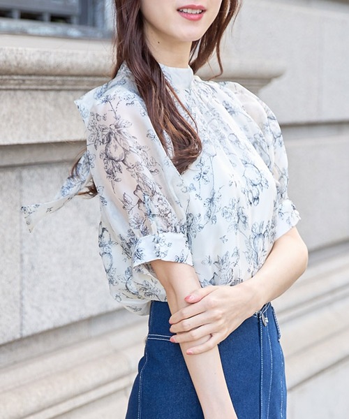 tocco closet（トッコ　クローゼット）の「前後２ＷＡＹボウタイリボントワルドジュイシアーブラウス（シャツ/ブラウス・レディース・ベージュ/ブルー・M）」の15枚目の写真
