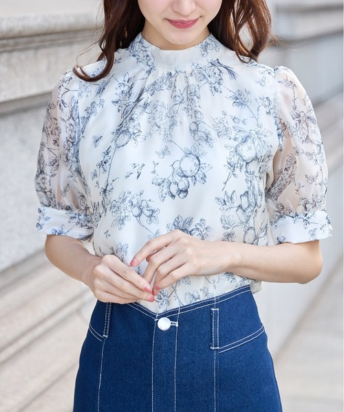 tocco closet（トッコ　クローゼット）の「前後２ＷＡＹボウタイリボントワルドジュイシアーブラウス（シャツ/ブラウス・レディース・ベージュ/ブルー・M）」の19枚目の写真
