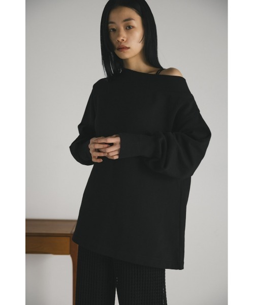 setupexe オフショルダースウェット ブラック セール】オフショルダールーズスウェット（スウェット