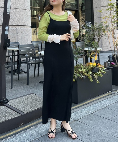 prose verse（プロズヴェール）の「ニットベスト×ニットキャミワンピースセット（ワンピース・レディース・ブラック/オフホワイト・ﾌﾘ-）」の5枚目の写真