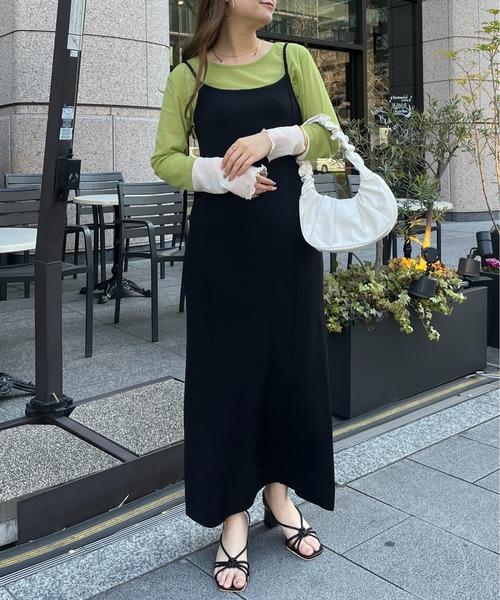 prose verse（プロズヴェール）の「ニットベスト×ニットキャミワンピースセット（ワンピース・レディース・ブラック/オフホワイト・ﾌﾘ-）」の19枚目の写真