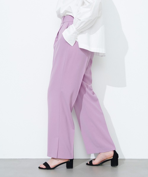 N.O.R.C（ノーク）の「サイドヘムスリットパンツ（スラックス・レディース・ライラック/ベージュ/ブラック・S/M）」の4枚目の写真