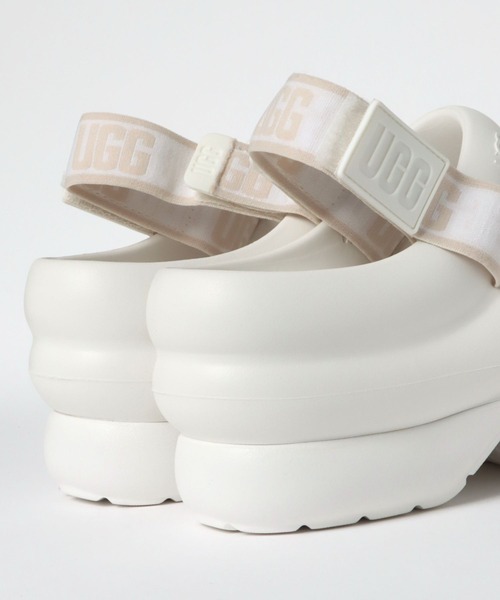 UGG Aww yeah サンダル 24cm ホワイト UGG - アグ UGG サンダル AWW YEAH ウェッジソール ラバー