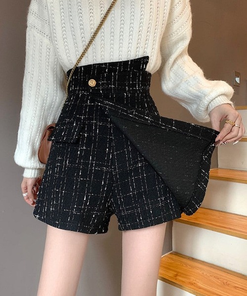 Silly（シリー）の「アシンメトリーツイードハイウエストフェイクスカート（スカート・レディース・ホワイト/ブラック・SMALL/MEDIUM/LARGE）」の20枚目の写真