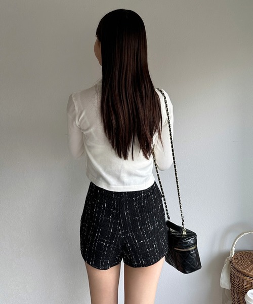 Silly（シリー）の「アシンメトリーツイードハイウエストフェイクスカート（スカート・レディース・ホワイト/ブラック・SMALL/MEDIUM/LARGE）」の14枚目の写真