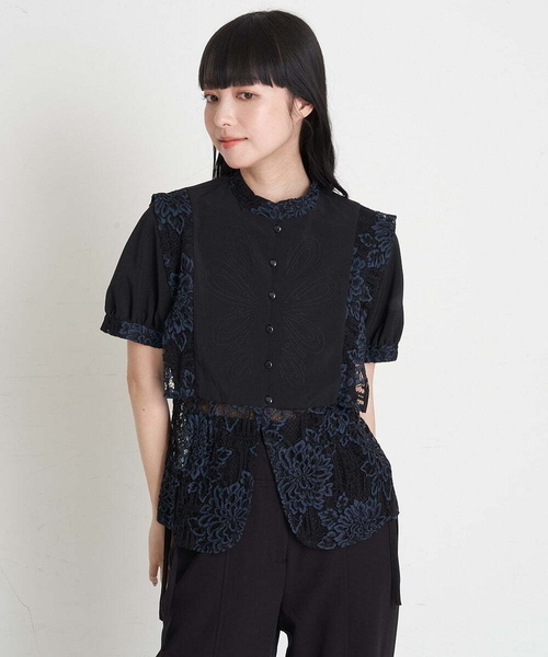 A de a.v.v(アードアー・ヴェ・ヴェ)の「刺繍入りケミカルレースブラウス(シャツ/ブラウス・レディース・ブラック/ベージュ・SMALL/MEDIUM/36/38)」の20枚目の写真