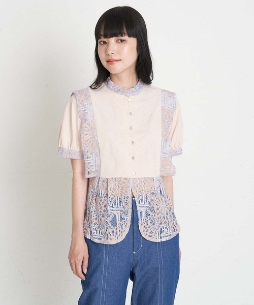 A de a.v.v(アードアー・ヴェ・ヴェ)の「刺繍入りケミカルレースブラウス(シャツ/ブラウス・レディース・ブラック/ベージュ・SMALL/MEDIUM/36/38)」の19枚目の写真