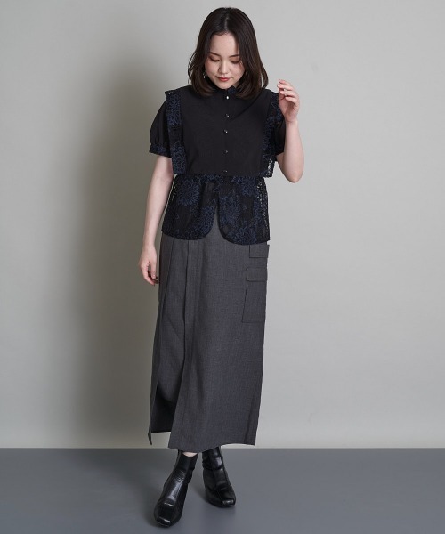 A de a.v.v(アードアー・ヴェ・ヴェ)の「刺繍入りケミカルレースブラウス(シャツ/ブラウス・レディース・ブラック/ベージュ・SMALL/MEDIUM/36/38)」の7枚目の写真