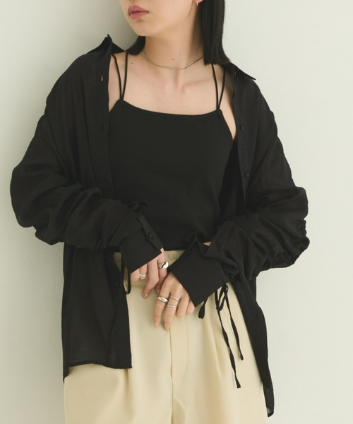 Aunt Marie's（アントマリーズ）の「カップ付きバッククロスキャミソール（キャミソール・レディース・ベージュ/ホワイト/ブラック/チャコールグレー・FREE）」の13枚目の写真