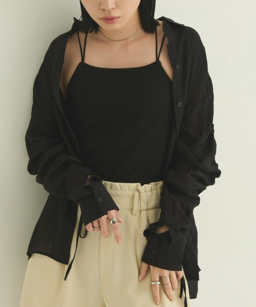 Aunt Marie's（アントマリーズ）の「カップ付きバッククロスキャミソール（キャミソール・レディース・ベージュ/ホワイト/ブラック/チャコールグレー・FREE）」の14枚目の写真