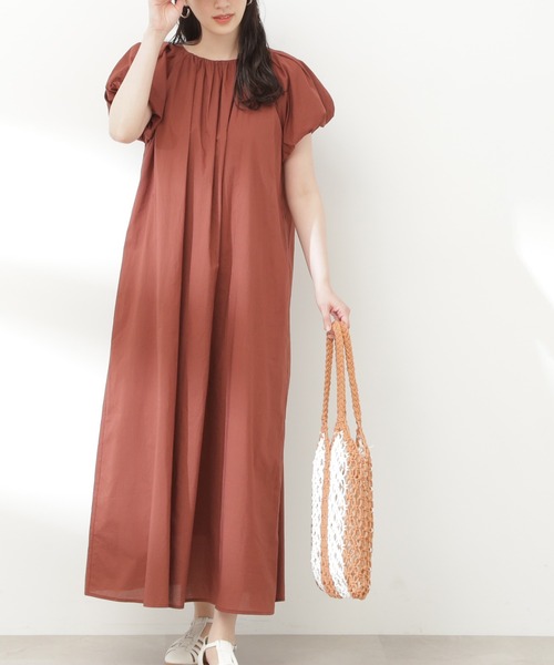 N.(N. Natural Beauty Basic)(エヌエヌナチュラルビューティーベーシック)の「【S Size Line】◆コットンボイルギャザーフレンチスリーブワンピース(ワンピース・レディース・ブラック/ブラウン/マジェンタ・SMALL/MEDIUM)」の2枚目の写真
