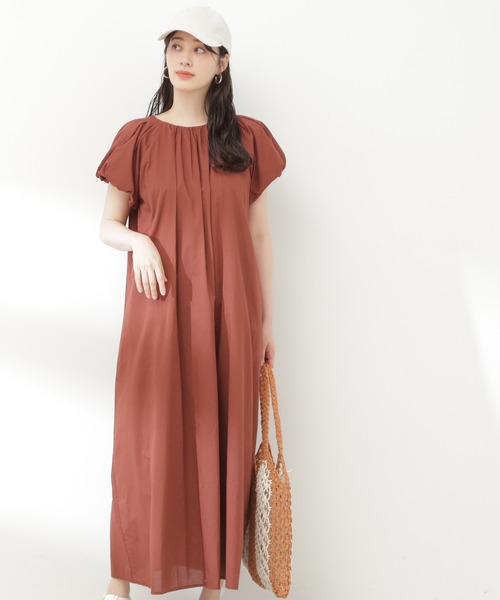 N.(N. Natural Beauty Basic)(エヌエヌナチュラルビューティーベーシック)の「【S Size Line】◆コットンボイルギャザーフレンチスリーブワンピース(ワンピース・レディース・ブラック/ブラウン/マジェンタ・SMALL/MEDIUM)」の6枚目の写真
