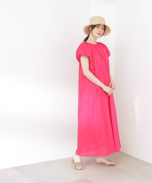 N.(N. Natural Beauty Basic)(エヌエヌナチュラルビューティーベーシック)の「【S Size Line】◆コットンボイルギャザーフレンチスリーブワンピース(ワンピース・レディース・ブラック/ブラウン/マジェンタ・SMALL/MEDIUM)」の5枚目の写真