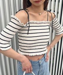 Chico | オフショル2way短丈シャーリングTOPS(Tシャツ/カットソー)