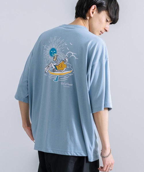 Rocky Monroe(ロッキーモンロー)の「オーバーサイズ TC天竺 プリント刺繍半袖Tシャツ スカル(Tシャツ/カットソー・メンズ・ブラック/ホワイト系/サックスブルー/ホワイト系1/オフホワイト/ブラック系1/ミント/ブラック系/コーラル・M/L)」の8枚目の写真