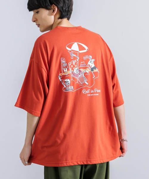Rocky Monroe(ロッキーモンロー)の「オーバーサイズ TC天竺 プリント刺繍半袖Tシャツ スカル(Tシャツ/カットソー・メンズ・ブラック/ホワイト系/サックスブルー/ホワイト系1/オフホワイト/ブラック系1/ミント/ブラック系/コーラル・M/L)」の9枚目の写真