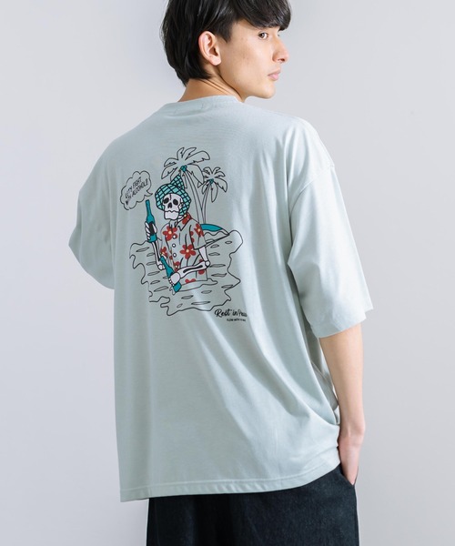 Rocky Monroe(ロッキーモンロー)の「オーバーサイズ TC天竺 プリント刺繍半袖Tシャツ スカル(Tシャツ/カットソー・メンズ・ブラック/ホワイト系/サックスブルー/ホワイト系1/オフホワイト/ブラック系1/ミント/ブラック系/コーラル・M/L)」の2枚目の写真