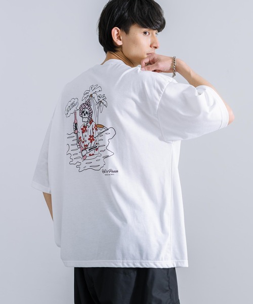 Rocky Monroe(ロッキーモンロー)の「オーバーサイズ TC天竺 プリント刺繍半袖Tシャツ スカル(Tシャツ/カットソー・メンズ・ブラック/ホワイト系/サックスブルー/ホワイト系1/オフホワイト/ブラック系1/ミント/ブラック系/コーラル・M/L)」の10枚目の写真