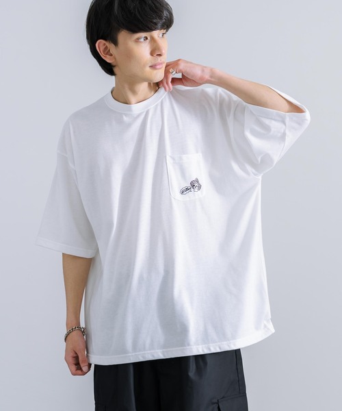 Rocky Monroe(ロッキーモンロー)の「オーバーサイズ TC天竺 プリント刺繍半袖Tシャツ スカル(Tシャツ/カットソー・メンズ・ブラック/ホワイト系/サックスブルー/ホワイト系1/オフホワイト/ブラック系1/ミント/ブラック系/コーラル・M/L)」の11枚目の写真