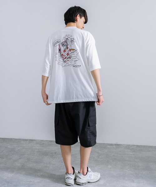 Rocky Monroe(ロッキーモンロー)の「オーバーサイズ TC天竺 プリント刺繍半袖Tシャツ スカル(Tシャツ/カットソー・メンズ・ブラック/ホワイト系/サックスブルー/ホワイト系1/オフホワイト/ブラック系1/ミント/ブラック系/コーラル・M/L)」の13枚目の写真