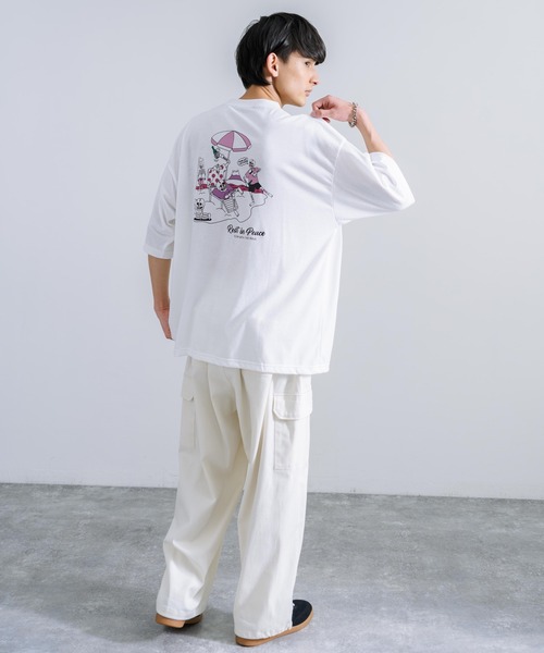 Rocky Monroe(ロッキーモンロー)の「オーバーサイズ TC天竺 プリント刺繍半袖Tシャツ スカル(Tシャツ/カットソー・メンズ・ブラック/ホワイト系/サックスブルー/ホワイト系1/オフホワイト/ブラック系1/ミント/ブラック系/コーラル・M/L)」の21枚目の写真