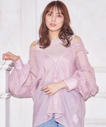 シアーシャツレイヤードニット