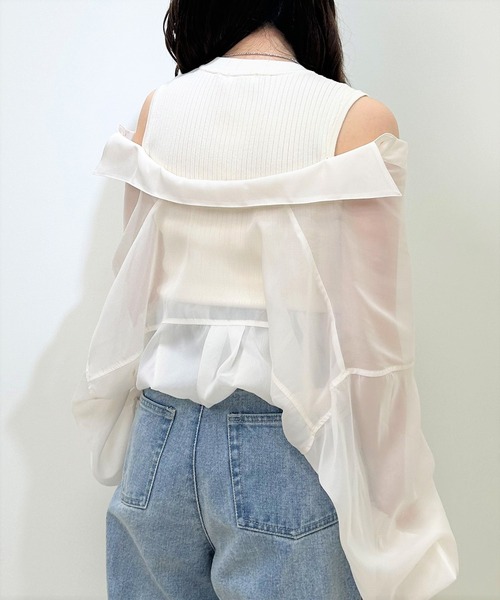 INGNI（イング）の「シアーシャツレイヤードニット（アンサンブル・レディース・ミント/アイボリー/ピンク/ブルー・M）」の13枚目の写真