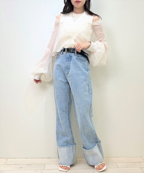 INGNI（イング）の「シアーシャツレイヤードニット（アンサンブル・レディース・ミント/アイボリー/ピンク/ブルー・M）」の14枚目の写真