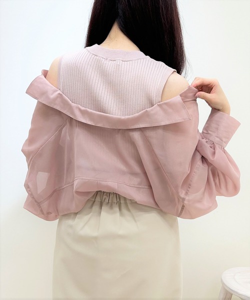 INGNI（イング）の「シアーシャツレイヤードニット（アンサンブル・レディース・ミント/アイボリー/ピンク/ブルー・M）」の18枚目の写真