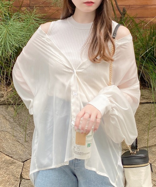 INGNI（イング）の「シアーシャツレイヤードニット（アンサンブル・レディース・ミント/アイボリー/ピンク/ブルー・M）」の22枚目の写真