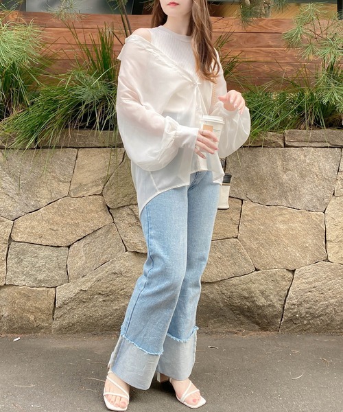 INGNI（イング）の「シアーシャツレイヤードニット（アンサンブル・レディース・ミント/アイボリー/ピンク/ブルー・M）」の11枚目の写真