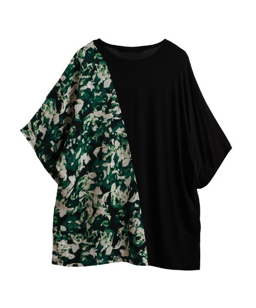 NO ID.(ノーアイディ)の「【NO ID.】Abstract Switch Loose T-Shirt / アブストラクト 切替 ルーズ Tシャツ(Tシャツ/カットソー・メンズ・ブラック/グリーン/ブルー・ONE SIZE)」の14枚目の写真